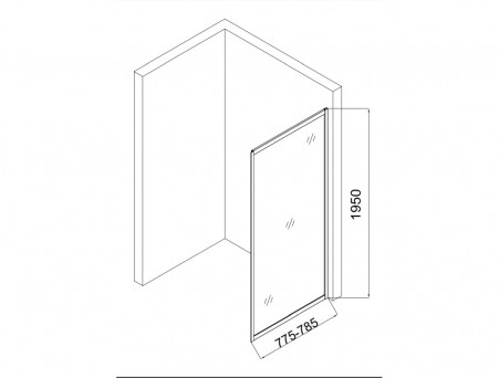 Душевая Перегородка «Taliente» Прозрачное Стекло, 6мм, Хром, 80х195 (TA-08-1CP)