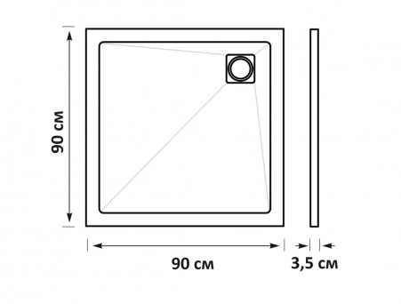 Душевой Поддон «Taliente» Низкий, Прямоугольный, Литьевой Мрамор, Чёрный Матовый, 90х90 (PTA-ST-90Bstone)