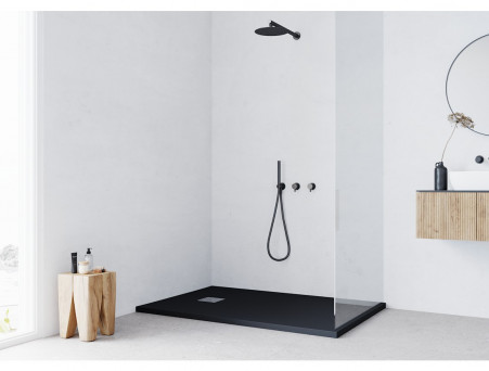 Душевой Поддон «Taliente» Низкий, Прямоугольный, Литьевой Мрамор, Чёрный Матовый, 120х80 (PTA-ST-120Bstone)