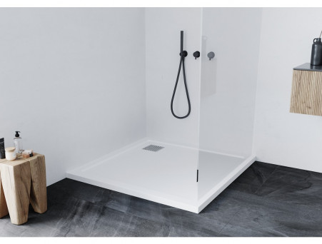 Душевой Поддон «Taliente» Низкий, Прямоугольный, Литьевой Мрамор, Белый Матовый, 100х100 (PTA-ST-100Wstone)