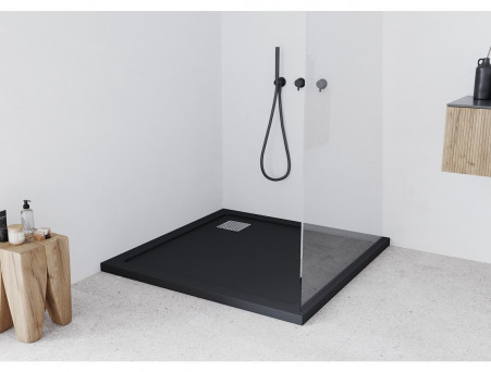 Душевой Поддон «Taliente» Низкий, Прямоугольный, Литьевой Мрамор, Чёрный Матовый, 100х100 (PTA-ST-100Bstone)