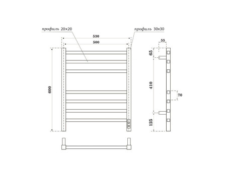 Полотенцесушитель Электрический «Apextermo» Atlas, Лесенка, 50x60см, Вороненая Сталь (AT00165GF)