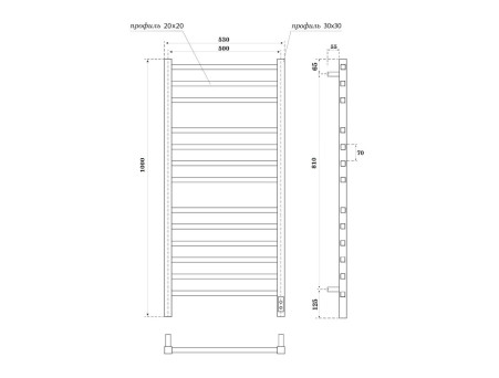 Полотенцесушитель Электрический «Apextermo» Atlas, Лесенка, 50x100см, Серый (AT00105GF)