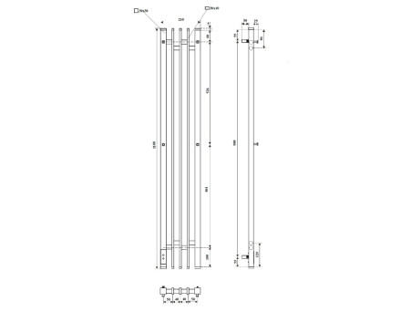 Полотенцесушитель Электрический «Apextermo» Delta, I-образный, 20x110см, Черный Матовый (DL10113BM)