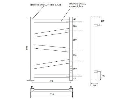 Полотенцесушитель Электрический «Apextermo» Genesis, Лесенка, 50x60см, Белый Матовый (GN00165WM)