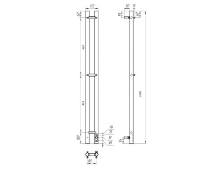 Полотенцесушитель Электрический «Apextermo» Luna, I-образный, 10x110см, Вороненая Сталь (LN10111GF)