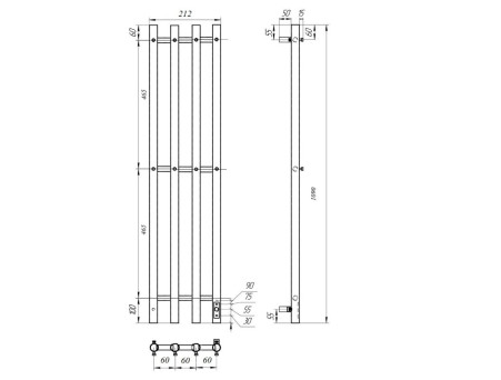 Полотенцесушитель Электрический «Apextermo» Luna, I-образный, 20x110см, Белый Матовый (LN10113WM)