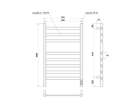 Полотенцесушитель Электрический «Apextermo» Sfera, Лесенка, 50x80см, Белый Матовый (SF00185WM)