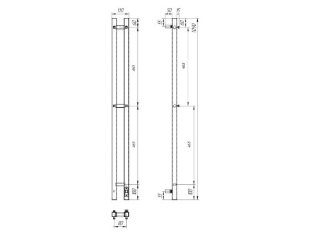 Полотенцесушитель Электрический «Apextermo» Sirius, I-образный, 10x110см, Черный Матовый (SR10111BM)