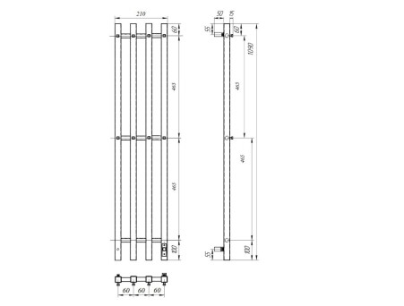 Полотенцесушитель Электрический «Apextermo» Sirius, I-образный, 20x110см, Вороненая Сталь (SR10113GF)