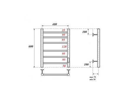 Полотенцесушитель Электрический «Apextermo» Stella, Лесенка, 40x60см, Черный Матовый (ST00164BM)