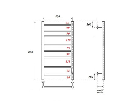 Полотенцесушитель Электрический «Apextermo» Stella, Лесенка, 40x80см, Белый Матовый (ST00184WM)