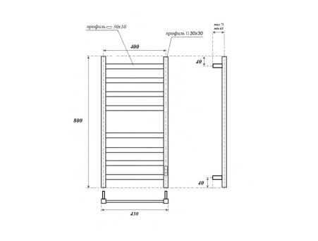 Полотенцесушитель Электрический «Apextermo» Terra, Лесенка, 40x80см, Белый Матовый (TR00184WM)