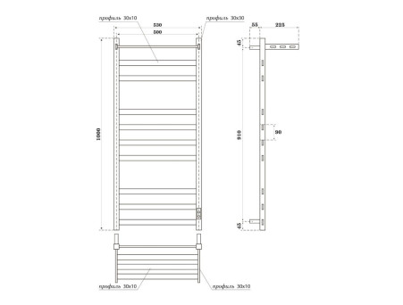 Полотенцесушитель Электрический «Apextermo» Terra, Лесенка, с Полкой, 50x100см, Белый Матовый (TR01105WM)