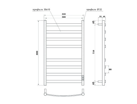 Полотенцесушитель Электрический «Apextermo» Umbra, Лесенка, 50x80см, Белый Матовый (UM00185WM)