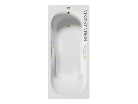 Чугунная Ванна «Vinsent Veron» Aura, Дугообразные Ручки Матовое Золото, 150x75x42см