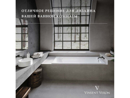Чугунная Ванна «Vinsent Veron» Kingston, Квадратные Ручки Цвета Никель, 180x80x50см
