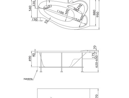 Акриловая Ванна «MarkaOne» Gracia 160х95 L, Комплект (013180)