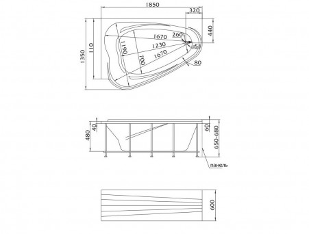 Акриловая Ванна «MarkaOne» Love 185х135 R, Комплект (013194)