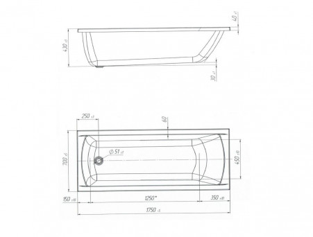 Акриловая Ванна «MarkaOne» Modern 175х70 (4604613352738)