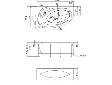 Акриловая Ванна «MarkaOne» Julianna 160х95 L (4604613306434)