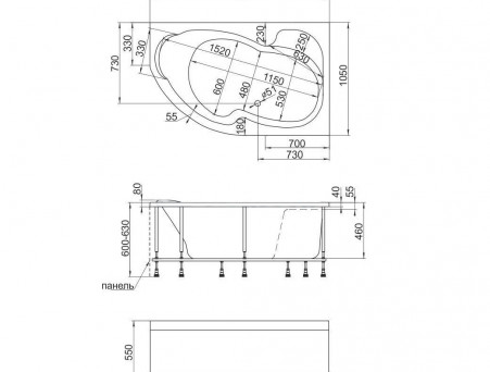 Акриловая Ванна «MarkaOne» Aura 160х105 L (4604613315849)