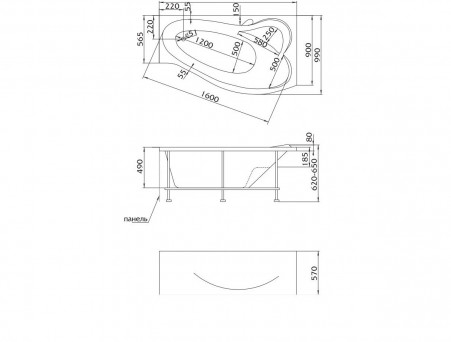 Акриловая Ванна «MarkaOne» Gracia 170х100 R (2200000077547)