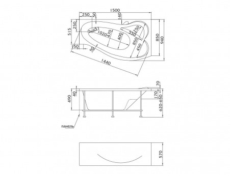 Акриловая Ванна «MarkaOne» Gracia 150х94 L (4604613001346)