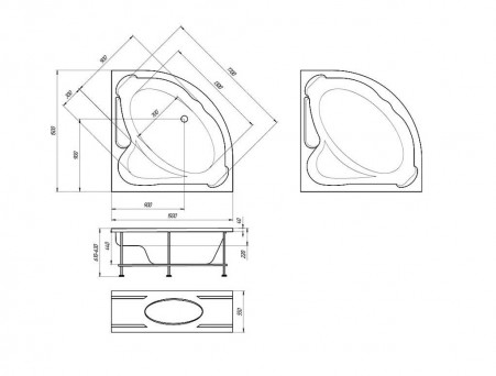 Акриловая Ванна «MarkaOne» Ibiza 150х150, Комплект (013185)