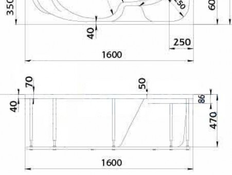 Акриловая Ванна «MarkaOne» Diana 160х100 R (4604613315948)