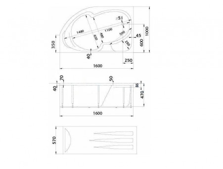 Акриловая Ванна «MarkaOne» Diana 160х100 L (4604613315931)