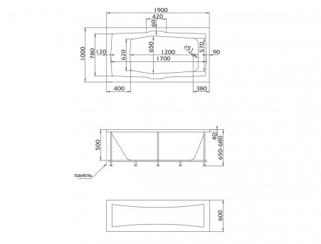 Акриловая Ванна «MarkaOne» Korsika 190х100 (2200000073105)