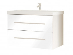 Тумба с Раковиной «MarkaOne» Mix 70п, Белый Глянец, Ручки Рейлинг (4604613323332)