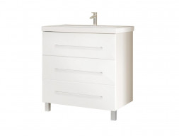 Тумба с Раковиной «MarkaOne» Mix 70н, Белый Глянец, Ручки Рейлинг (Ручка 51,2см) (4604613335755)