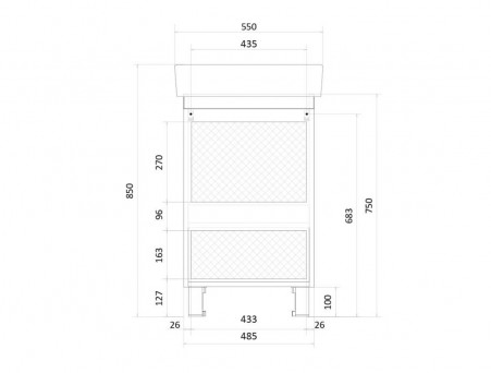 Тумба с Раковиной «MarkaOne» Tera 55н, Белый Глянец (4604613337070)