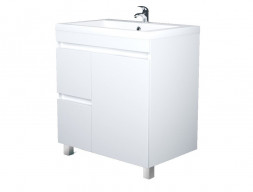 Тумба с Раковиной «MarkaOne» Cube 75н, Белый Глянец (4604613338725)