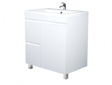 Тумба с Раковиной «MarkaOne» Cube 75н, Белый Глянец (4604613338725)