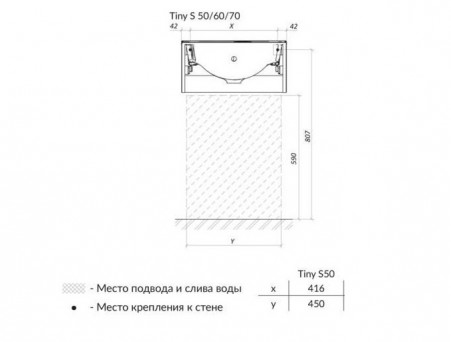 Панель с Раковиной «MarkaOne» Tiny S 50, Белый Глянец (4604613347222)