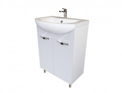 Тумба с Раковиной «MarkaOne» Вита 65н, Белый Глянец 2 Дверцы (4604613317256)