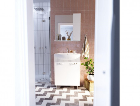 Тумба с Раковиной «MarkaOne» Вита 65н, Белый Глянец 2 Дверцы (4604613317256)