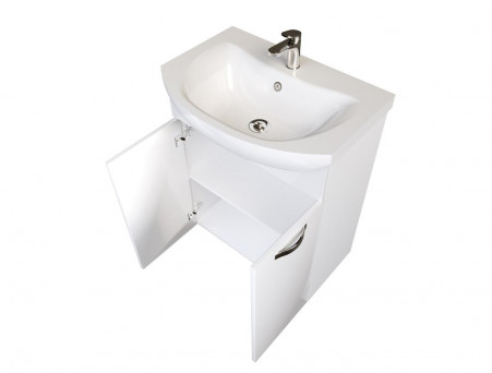 Тумба с Раковиной «MarkaOne» Вита 65н, Белый Глянец 2 Дверцы (4604613317256)