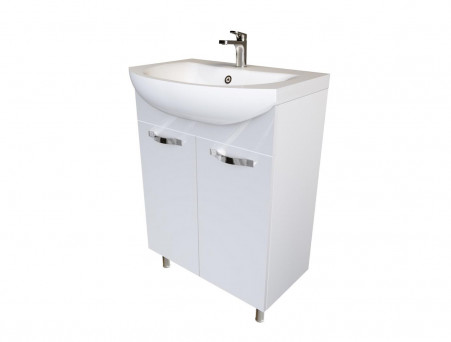 Тумба с Раковиной «MarkaOne» Вита 65н, Белый Глянец 2 Дверцы (4604613317256)