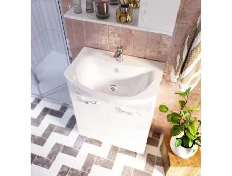 Тумба с Раковиной «MarkaOne» Вита 65н, Белый Глянец 2 Дверцы (4604613317256)