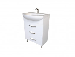 Тумба с Раковиной «MarkaOne» Вита 65н, Белый Глянец, 3 Ящика (4604613317263)