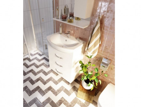 Тумба с Раковиной «MarkaOne» Вита 65н, Белый Глянец, 3 Ящика (4604613317263)