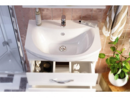 Тумба с Раковиной «MarkaOne» Вита 65н, Белый Глянец, 3 Ящика (4604613317263)