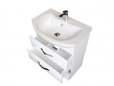 Тумба с Раковиной «MarkaOne» Вита 65н, Белый Глянец, 3 Ящика (4604613317263)