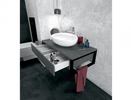 Тумба с Раковиной «MarkaOne» Grunge Loft 100п Бетон Темно-серый, 1 Ящик (4604613352103)