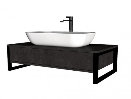 Тумба с Раковиной «MarkaOne» Grunge Loft 100п Бетон Темно-серый, 1 Ящик (4604613352103)