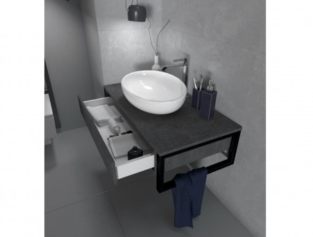 Тумба с Раковиной «MarkaOne» Grunge Loft 100п Бетон Темно-серый, 1 Ящик (4604613352103)